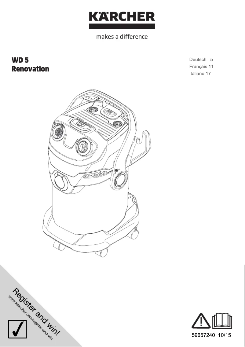Page 1 de la notice Manuel utilisateur Kärcher WD 5 Renovation