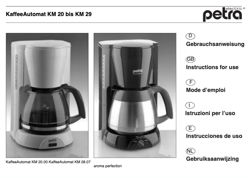 Page 1 of the manual User Manual Petra Electric KM 29