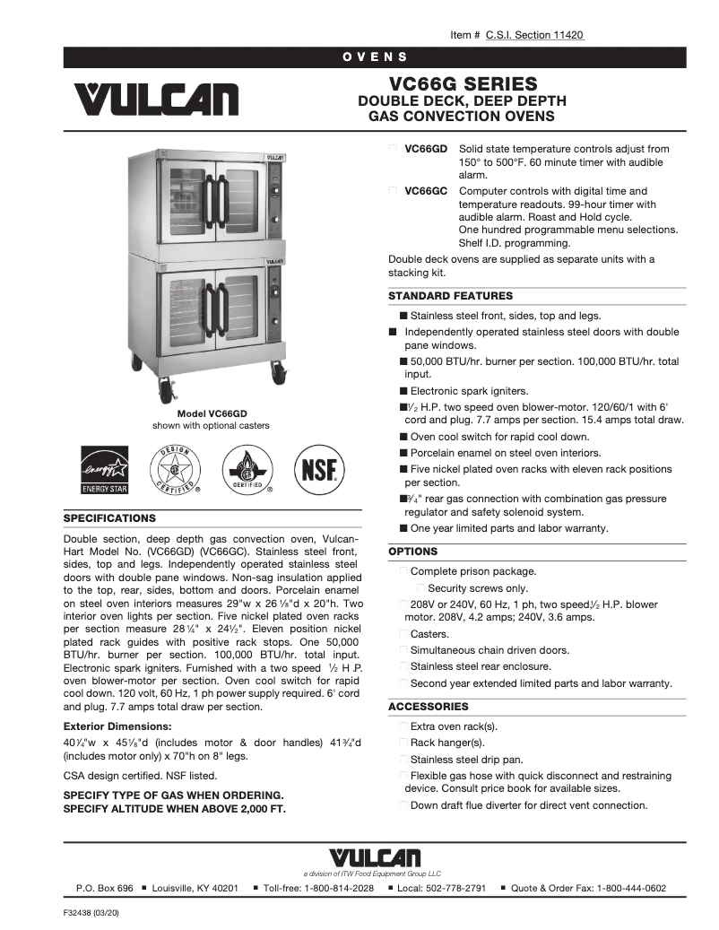 First page image of the manual for VC66GD