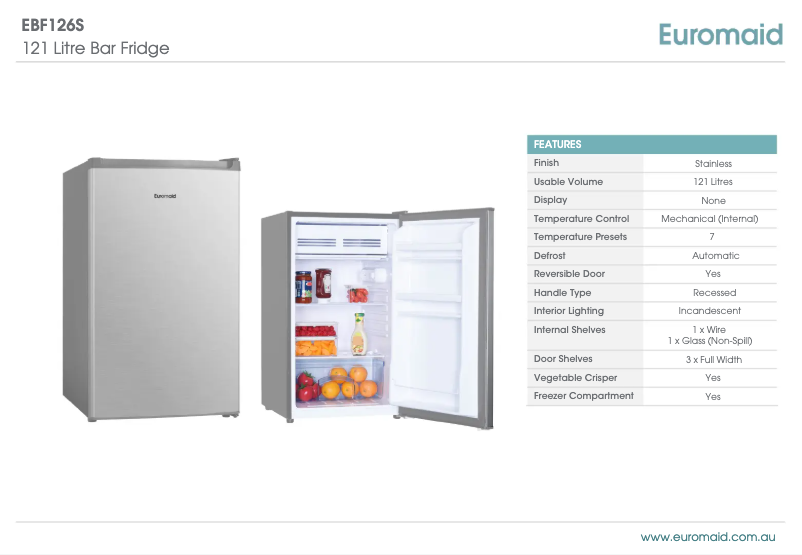 First page image of the manual for EBF126S