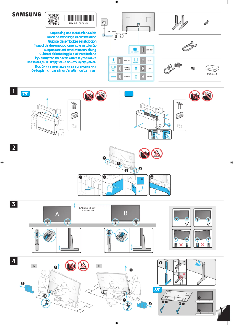 Page 1 of the manual Installation Guide Samsung QN85LS03DAF