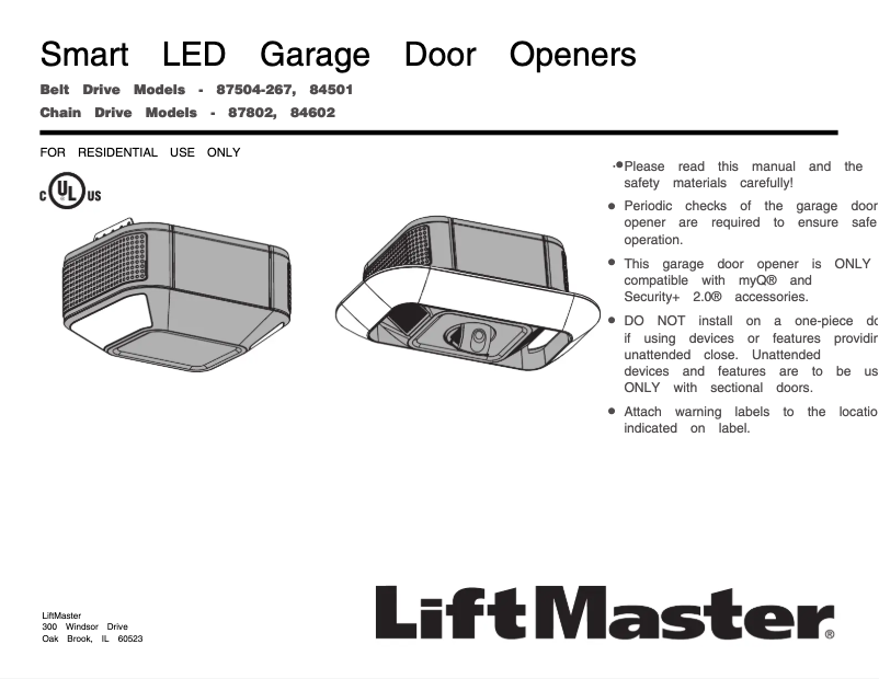 Page 1 of the manual User Manual LiftMaster 84602