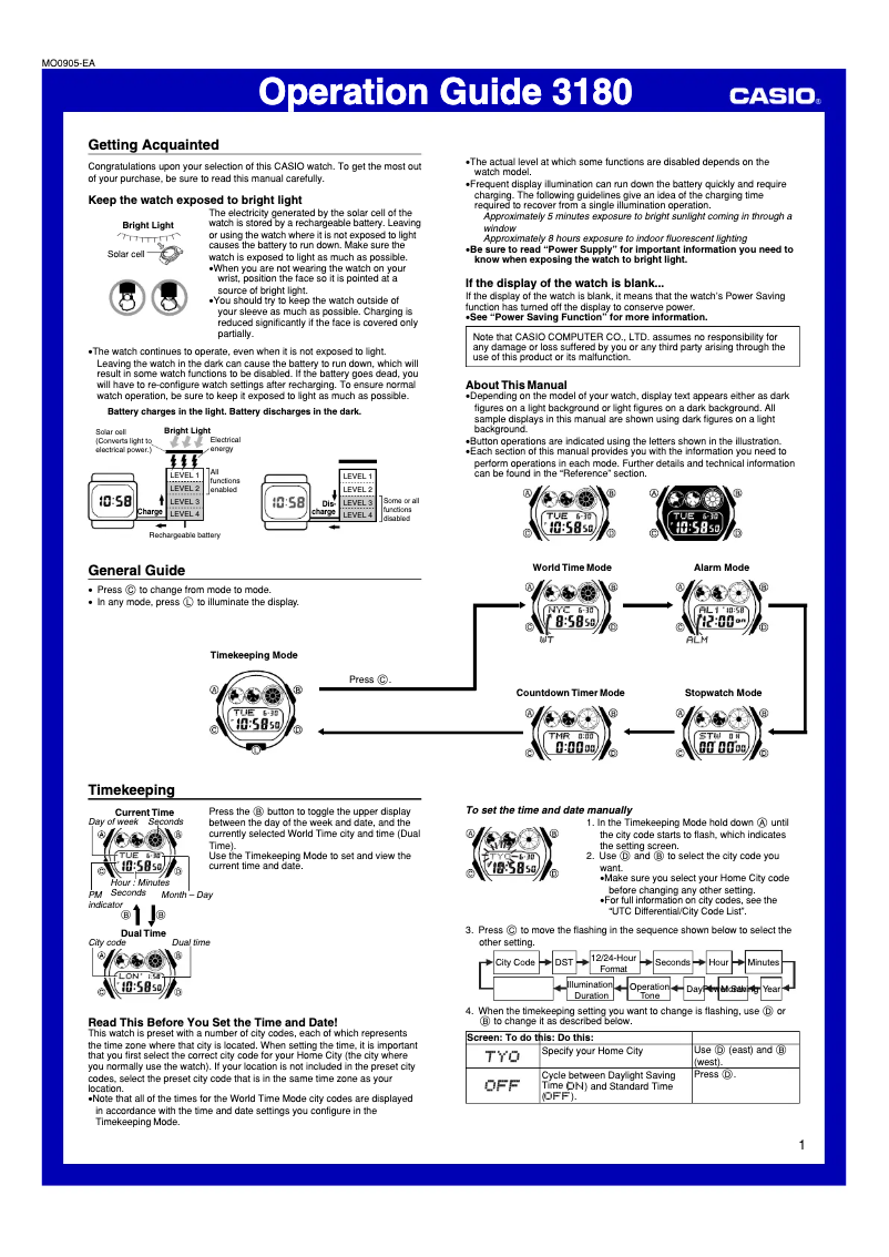 First page image of the manual for 3180