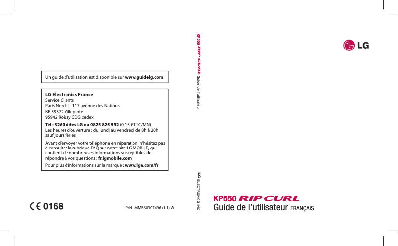 First page image of the manual for KP550