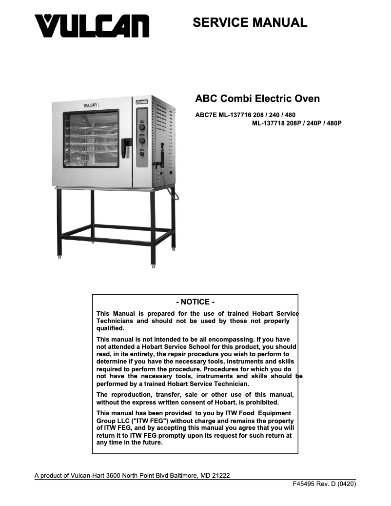 First page image of the manual for ABC7E-240P