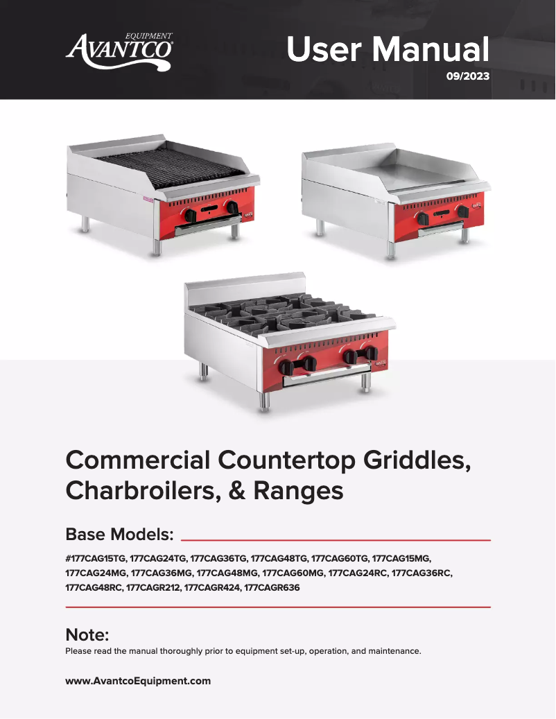Page 1 of the manual User Manual Avantco CAG-24-RC