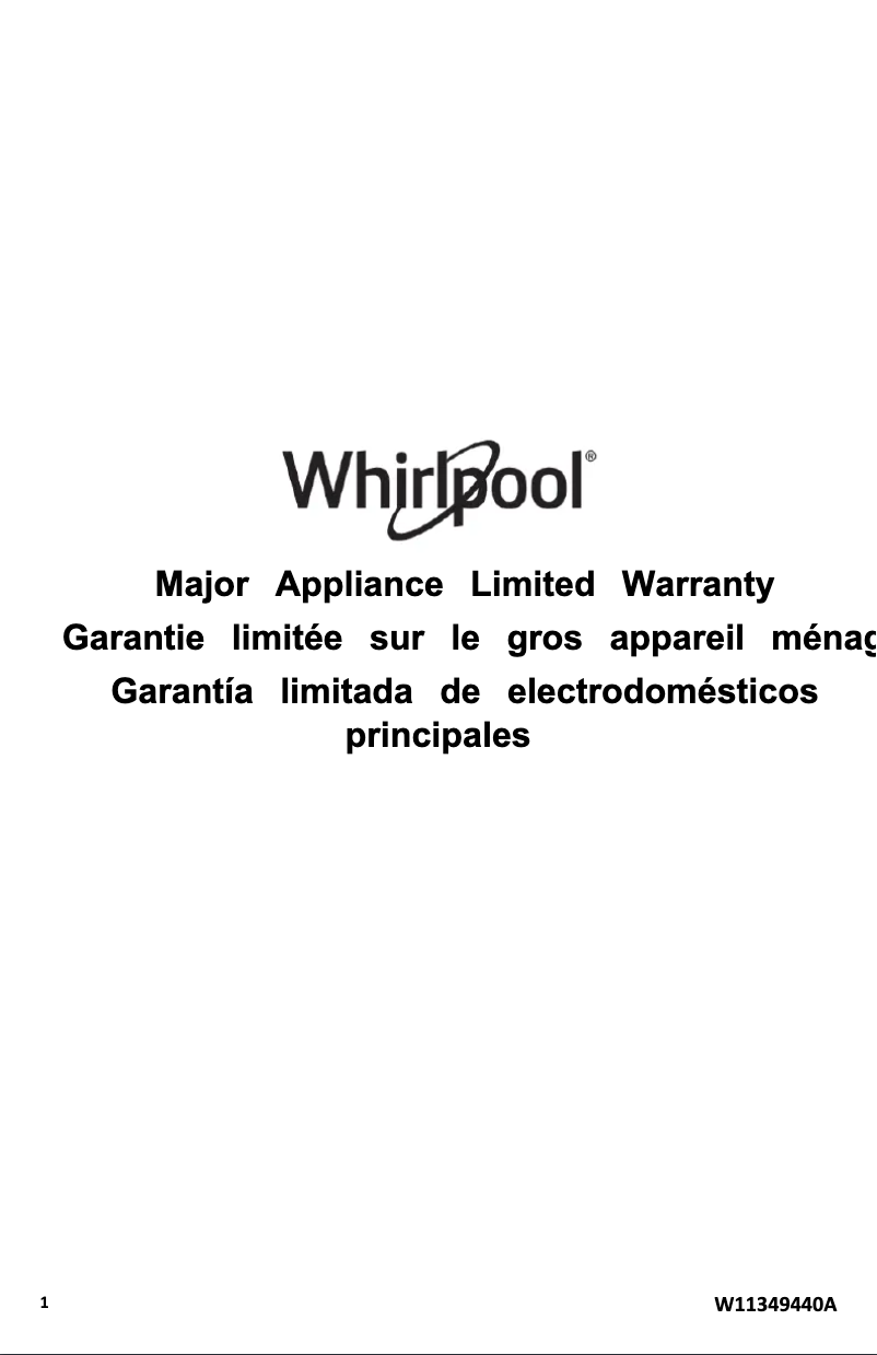Page 1 of the manual Warranty Information Whirlpool WEE750H0HZ