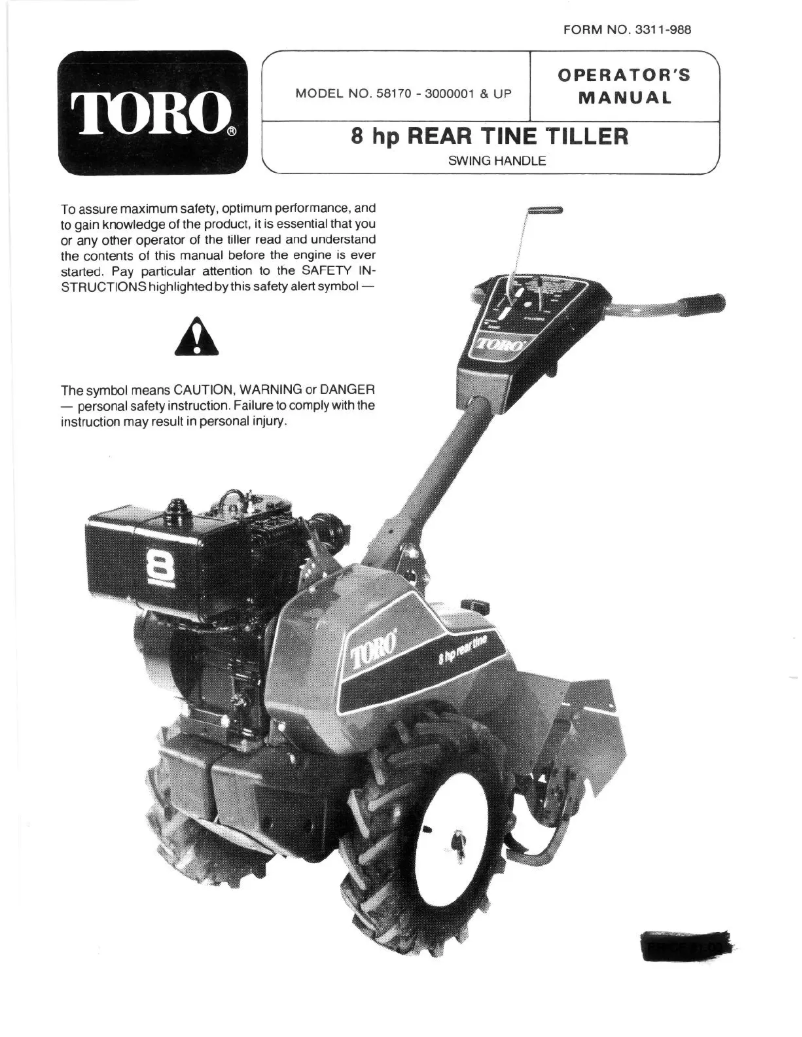 Page 1 of the manual User Manual Toro 58170