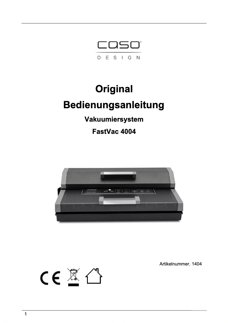First page image of the manual for FastVac 4004