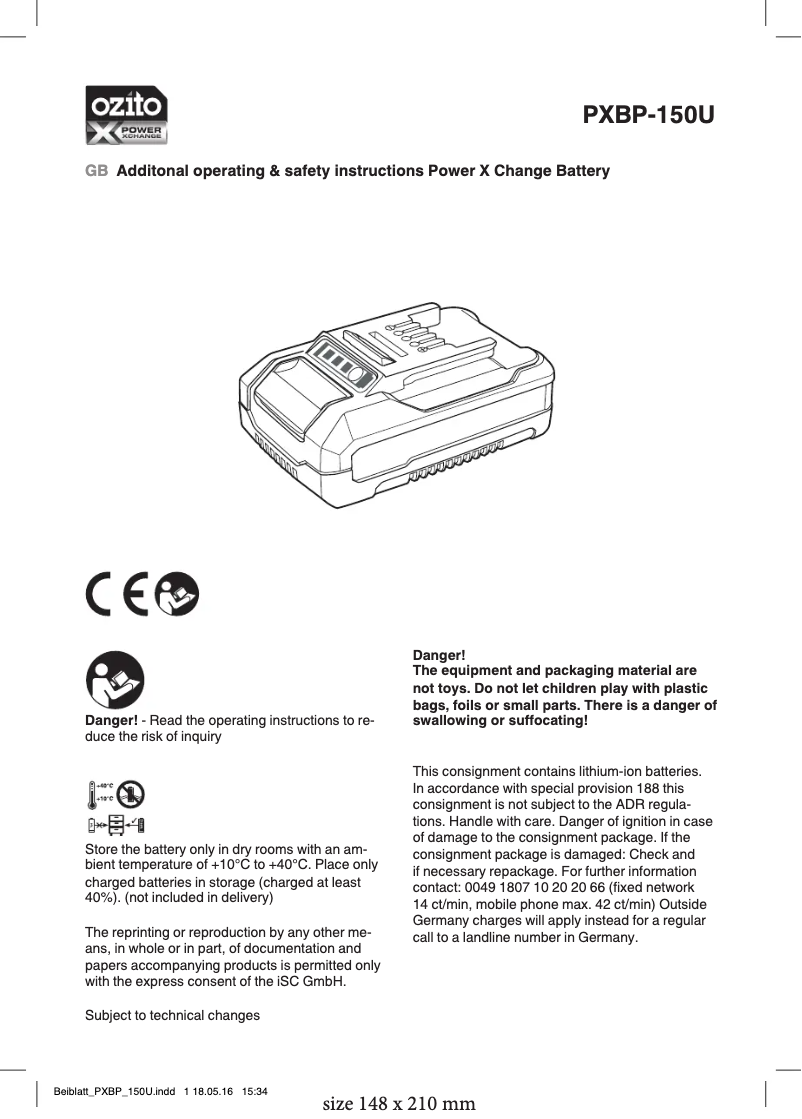 Page 1 of the manual User Manual Ozito PXDDK-070U