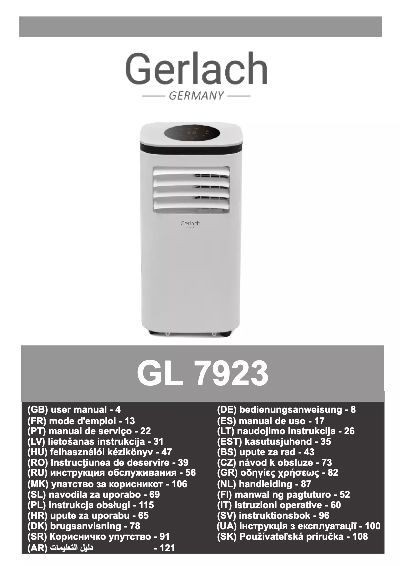 First page image of the manual for GL 7923