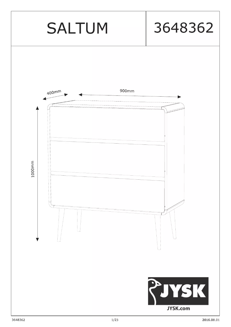 First page image of the manual for Saltum (90x100x40)