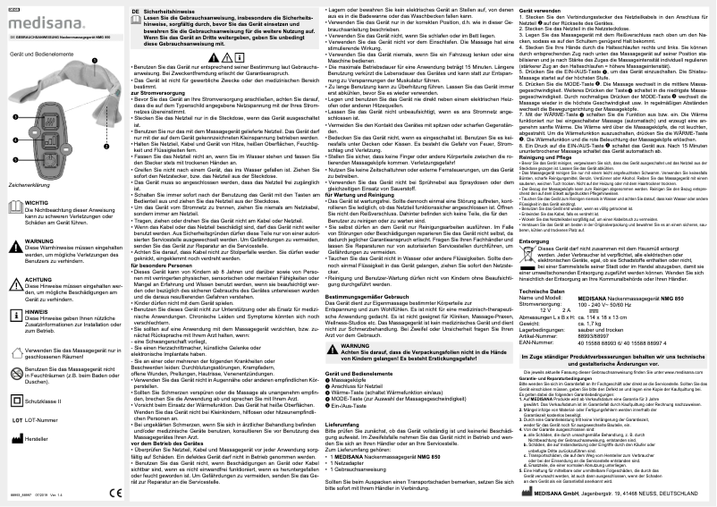 First page image of the manual for NMG 850