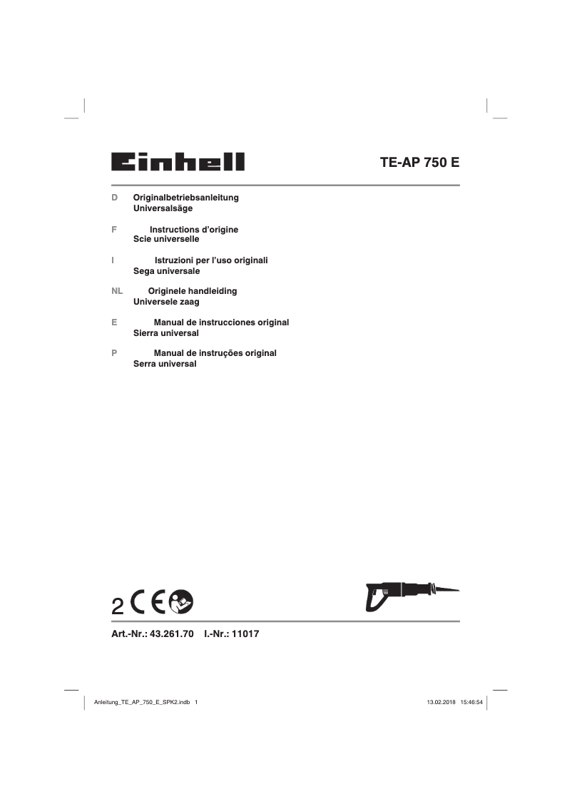 First page image of the manual for TE-AP 750 E