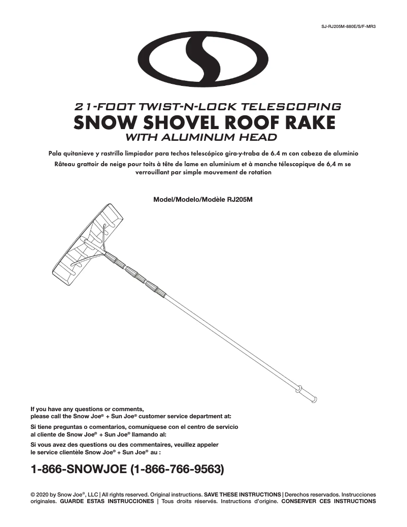Page 1 of the manual User Manual Snow Joe RJ205M
