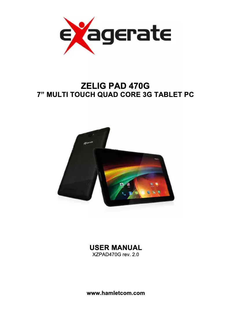 First page image of the manual for Zelig Pad XZPAD470G