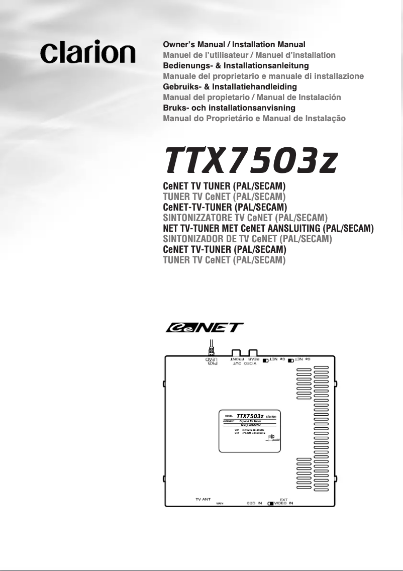 Page 1 de la notice Manuel utilisateur Clarion TTX7503Z