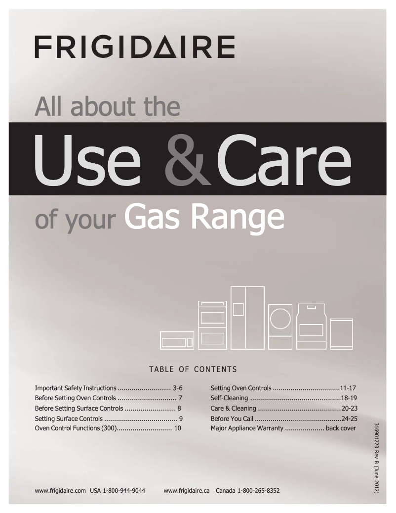 Page 1 of the manual User Manual Frigidaire LFGF3019NB