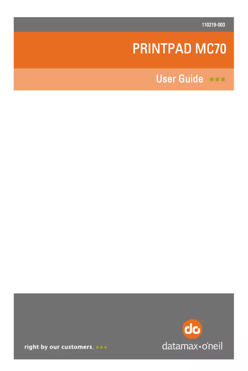 First page image of the manual for PrintPAD MC70