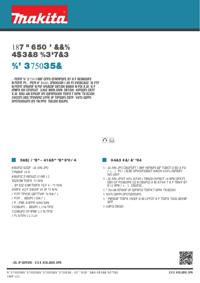 Page 1 of the manual Technical Sheet Makita DFR750RTE