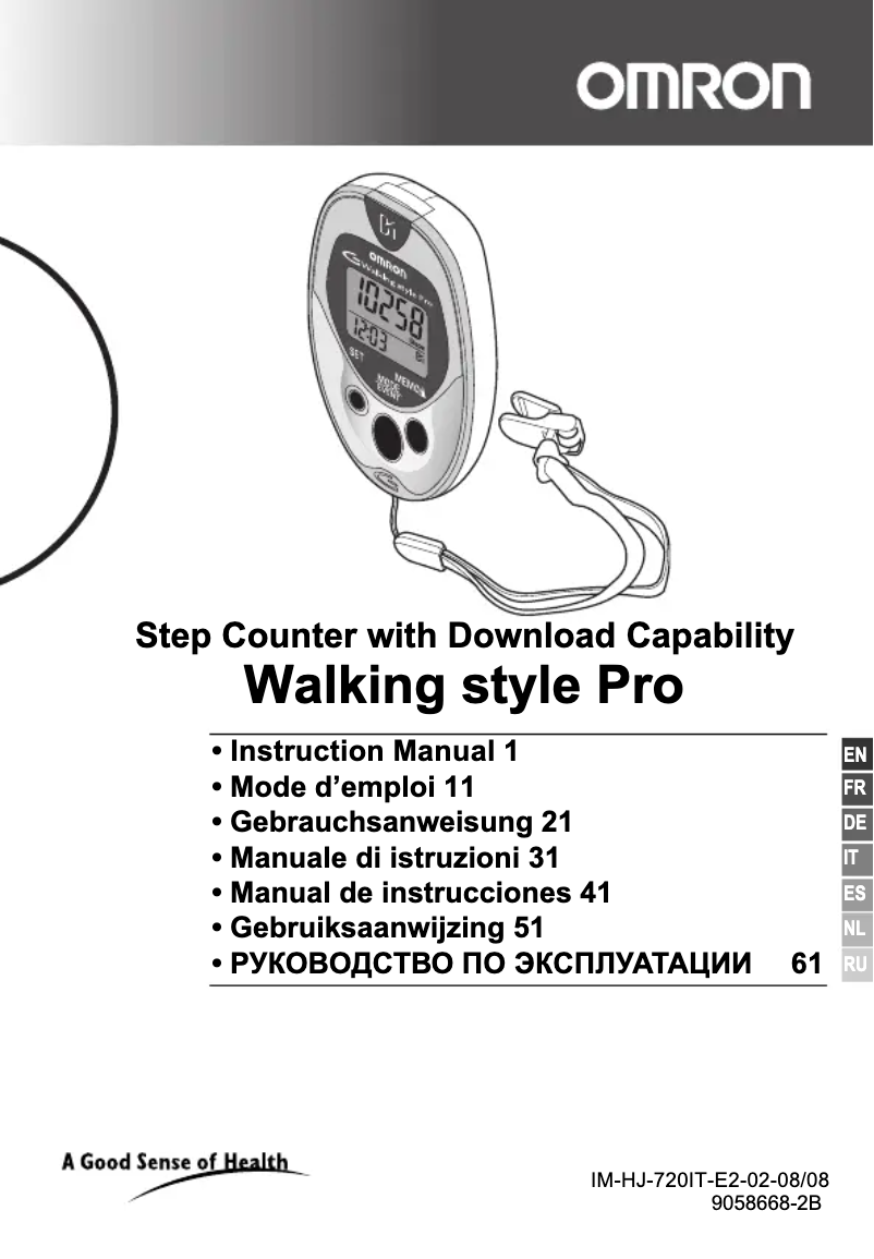 First page image of the manual for Walking Style Pro HJ-720IT-E2