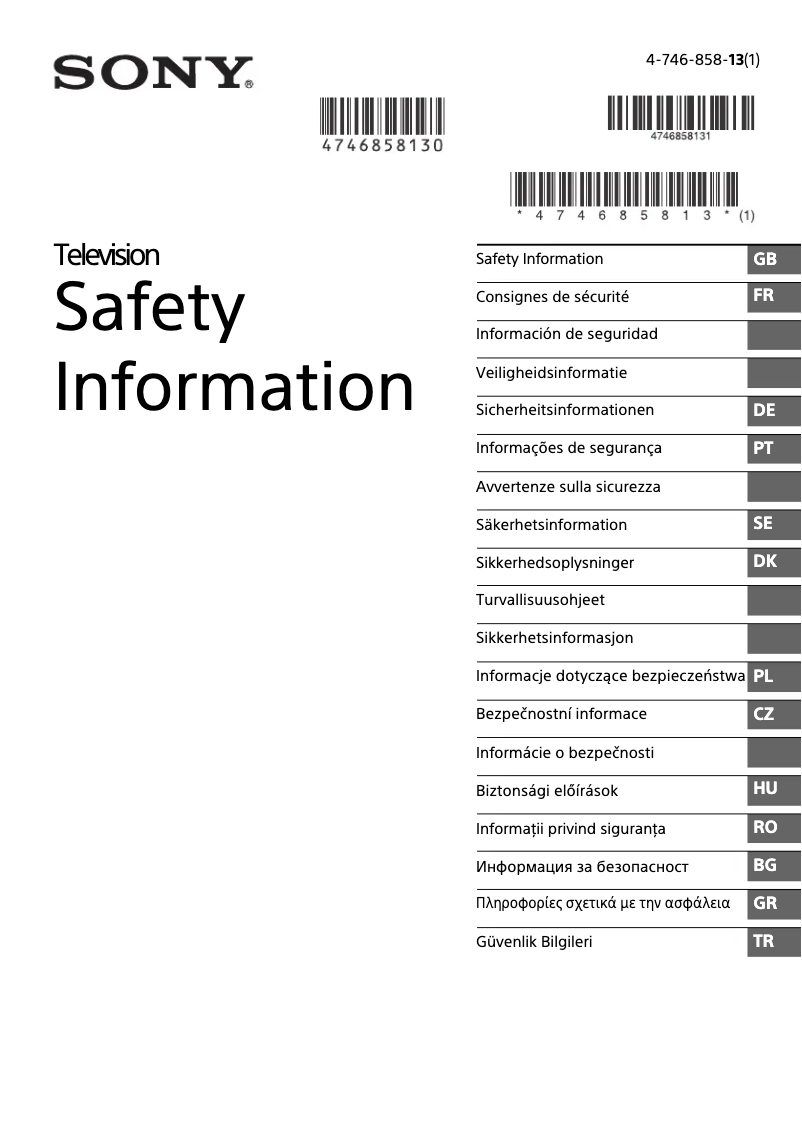 First page image of the manual for Bravia KD-98ZG9
