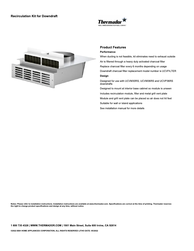 First page image of the manual for UCVRECIRC