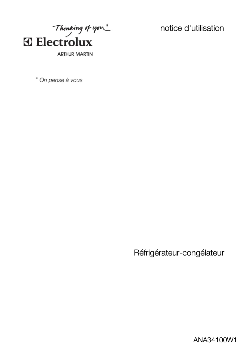 Page 1 of the manual User Manual Arthur Martin-Electrolux ANA34100W1