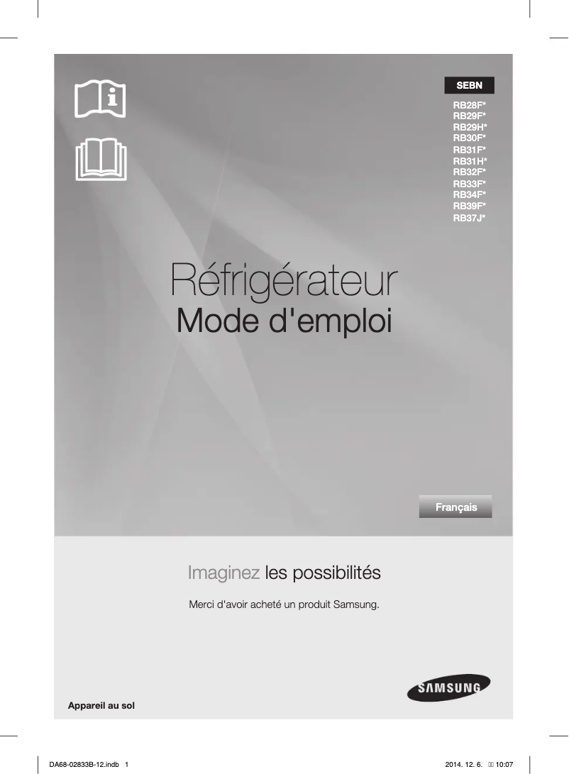 Page 1 of the manual User Manual Samsung RB33J3315WW/EF