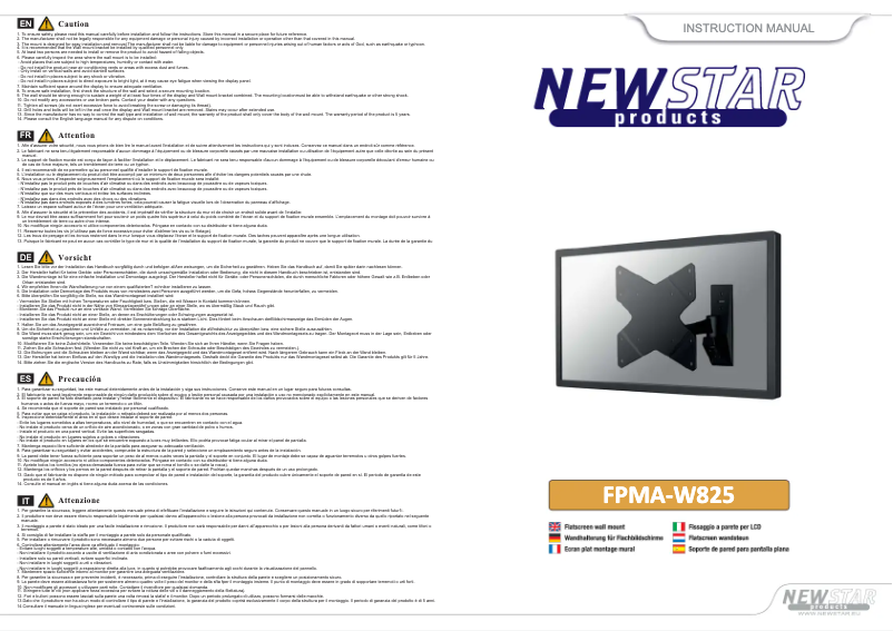 First page image of the manual for FPMA-W825