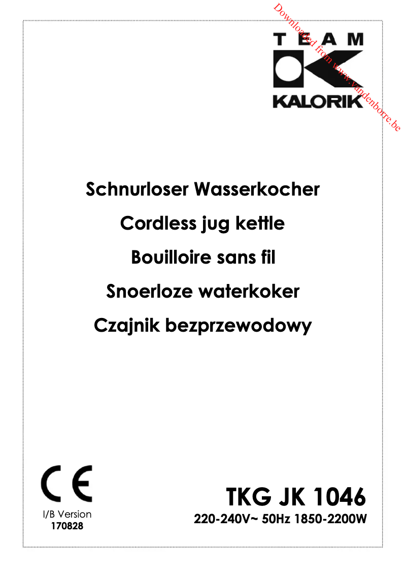 Page 1 de la notice Manuel utilisateur Kalorik TKG JK 1046 CR