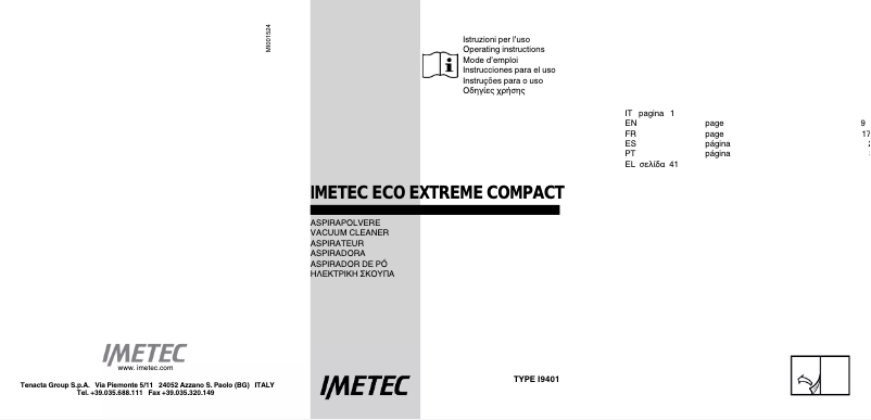 Page 1 of the manual User Manual Imetec Eco Extreme Compact