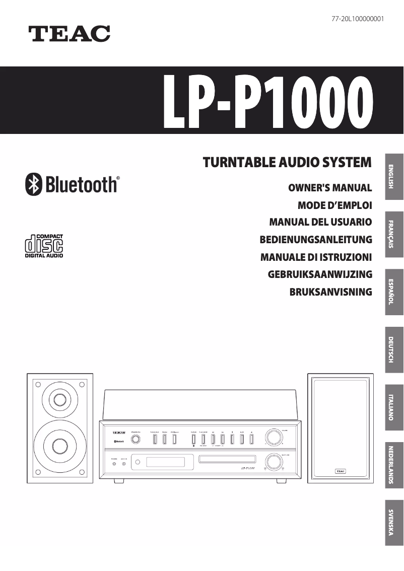 Page 1 of the manual User Manual Teac LP-P1000