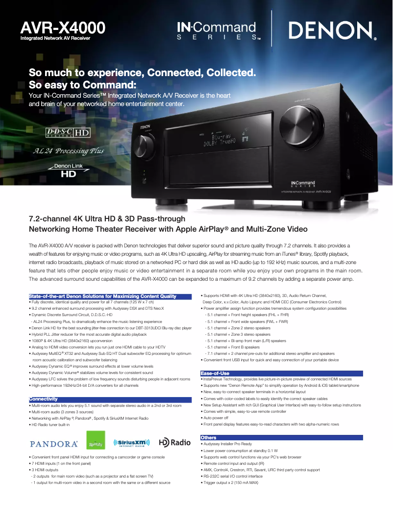 First page image of the manual for AVR-X4000