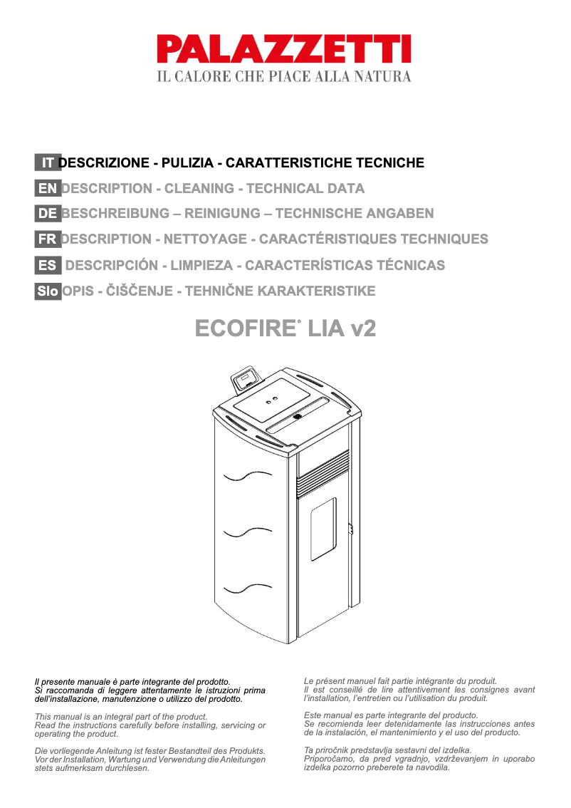 Page 1 of the manual User Manual Palazzetti Ecofire Lia 8 air