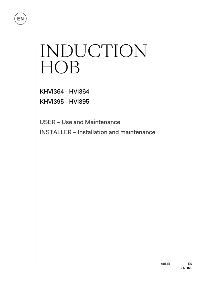 Page 1 of the manual User Manual Ilve KHVI364BK