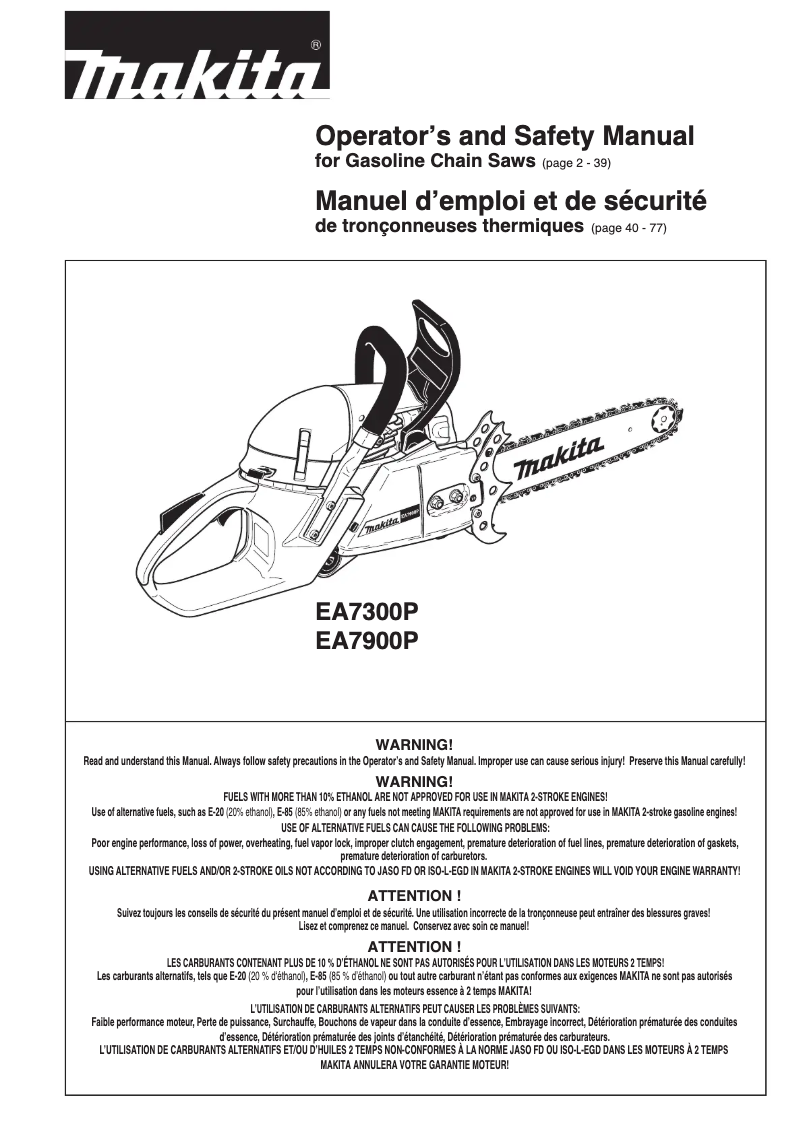 Page 1 of the manual User Manual Makita EA7900P