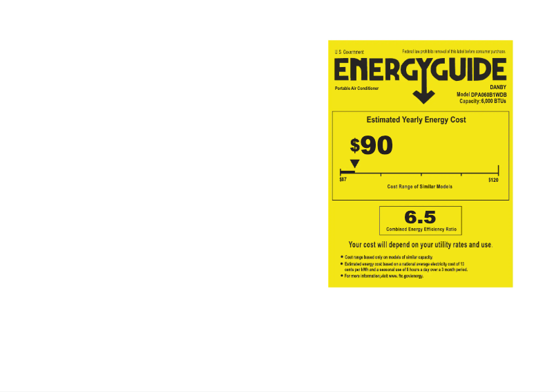 Page 1 of the manual Energy Label Danby DPA060B1WDB