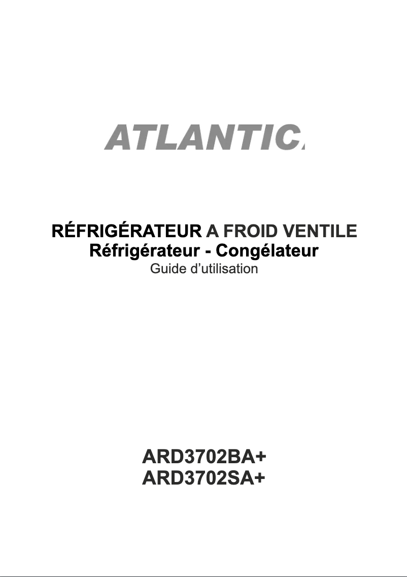 Page 1 of the manual User Manual Atlantic ARD3702SA+