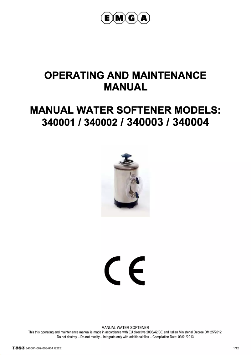 First page image of the manual for 340004