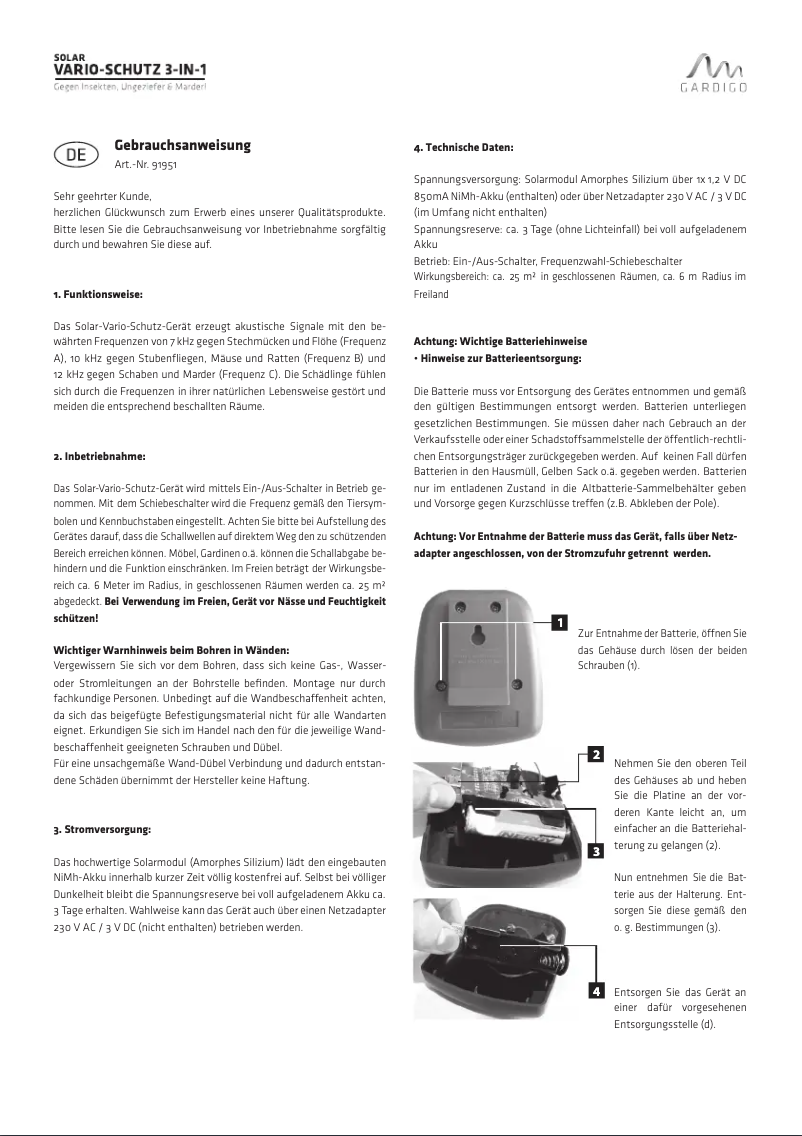 First page image of the manual for 91951