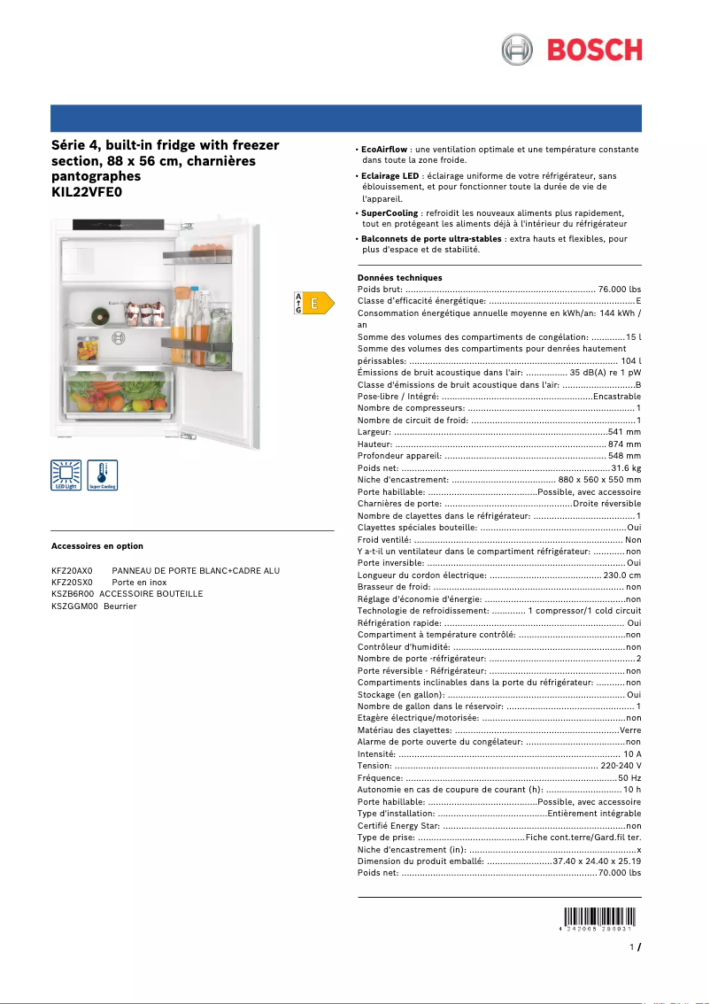 First page image of the manual for KIL22VFE0