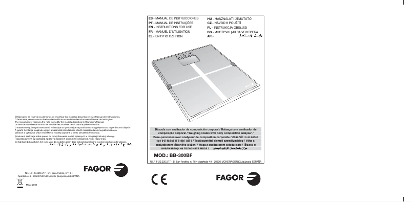 Page 1 of the manual User Manual Fagor BB-300BF