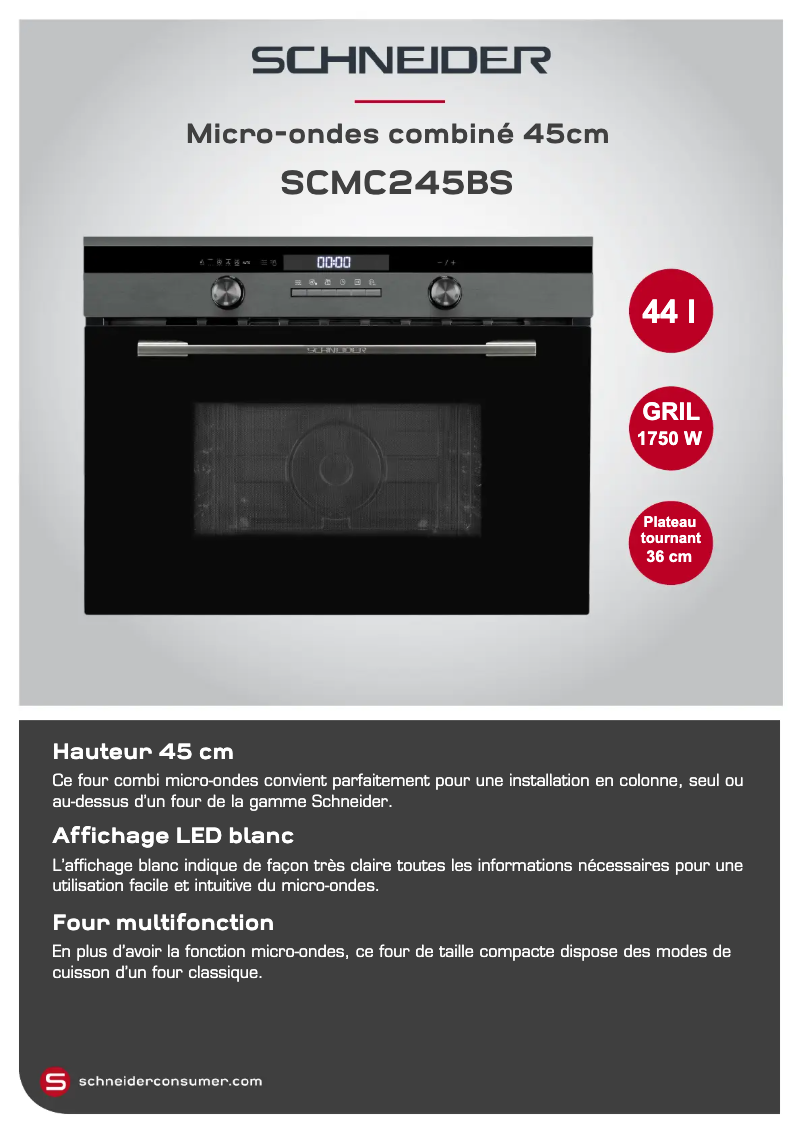 Page 1 of the manual Technical Sheet Schneider SCMC245BS