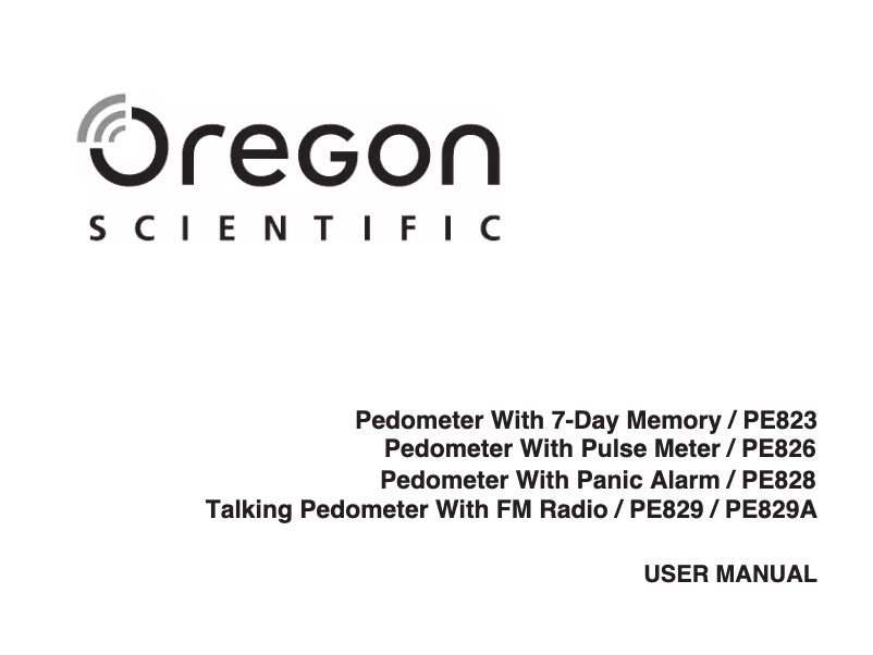Page 1 of the manual User Manual Oregon Scientific PE829