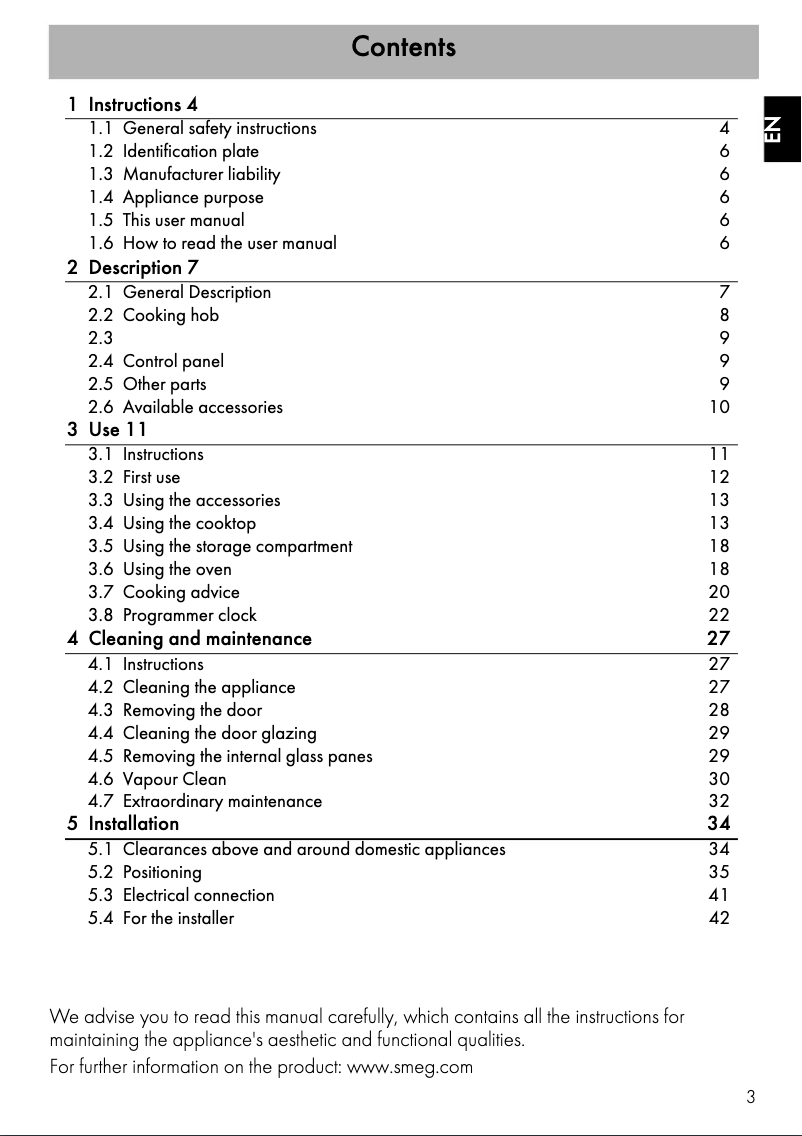 Page 1 of the manual User Manual Smeg CS9IMXA