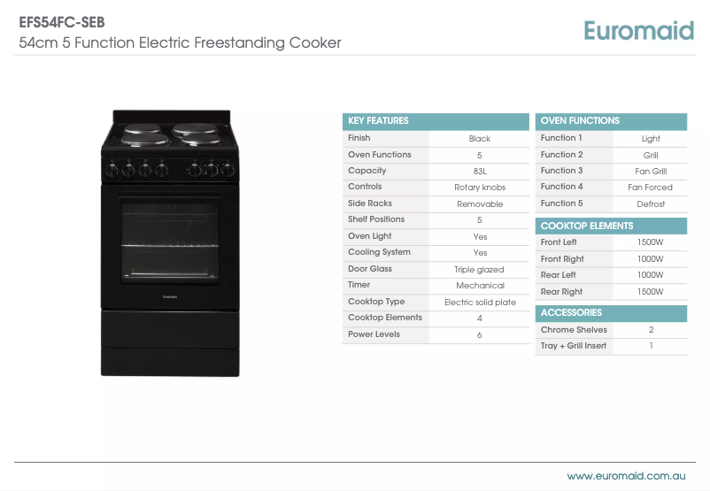 First page image of the manual for EFS54FC-SEB