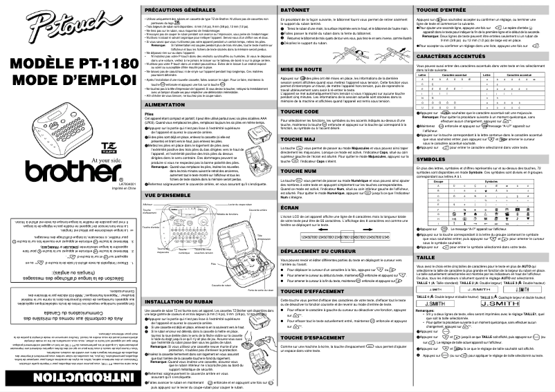 Page 1 of the manual User Manual Brother P-touch PT-1180