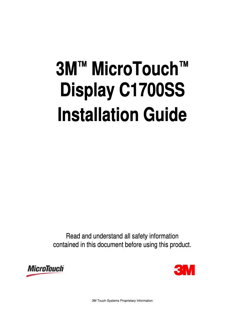 Page 1 of the manual User Manual 3M C1700SS