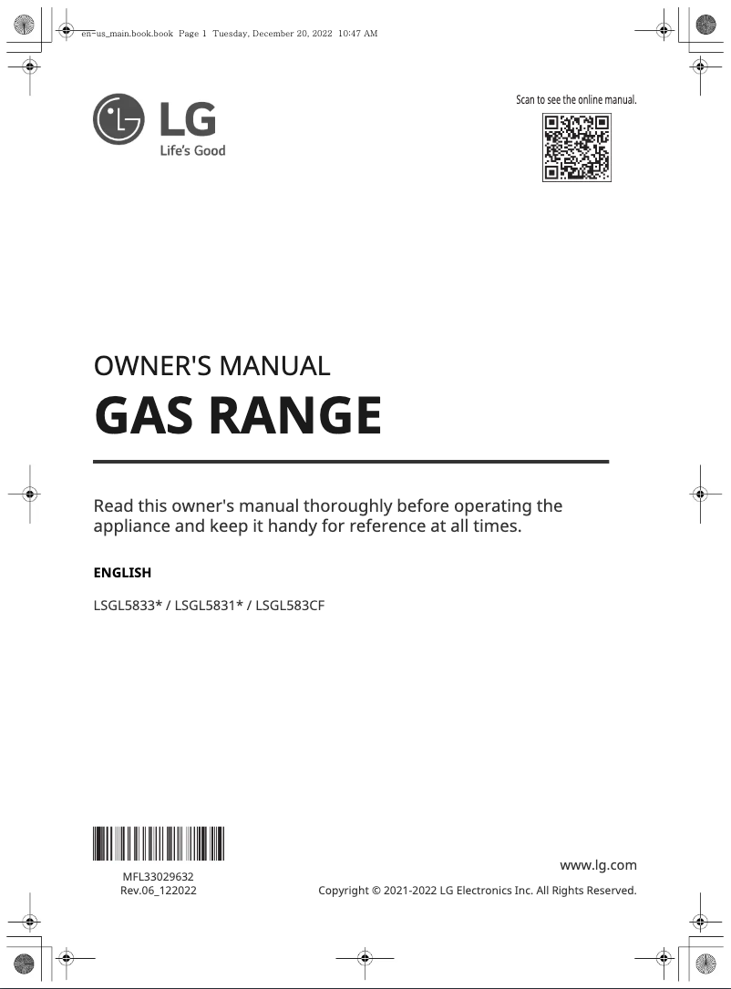 First page image of the manual for LSGL583CF